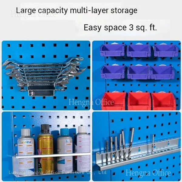 Steel Vertical Double Sided Pegboard Organizer Cart With Plastic Parts Bins for Automotive Repair Shop Storage -China Factory Wholesale photo-3