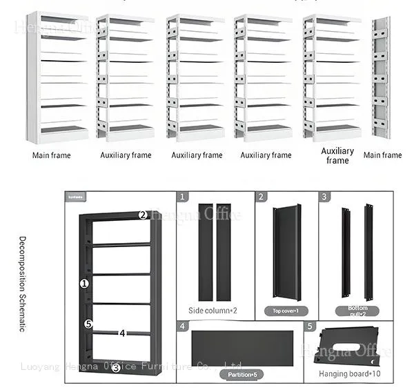 Commercial Grade Steel Bookshelf for Public Libraries : 150kg Load Bearing Metal Library Racks-Buckle Design Easy Assembly photo-3