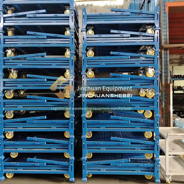 jinchuan non-standard steel folding stacking cage cart, one-key folding, space-saving, transparent and visible, efficient management