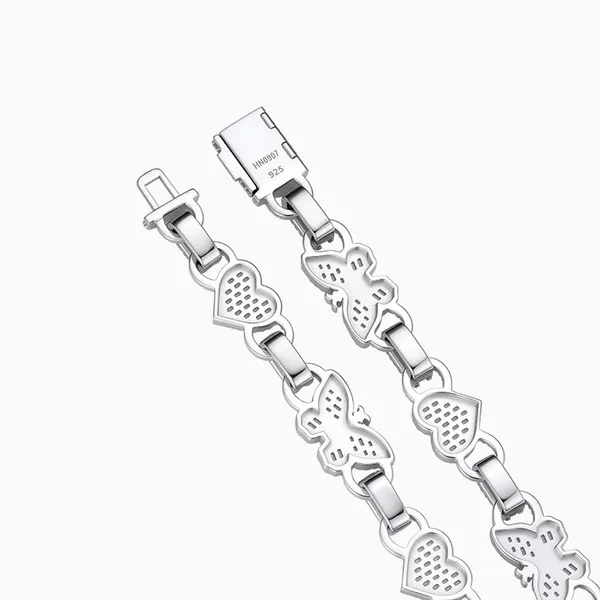 Shining Star Jewelry Hiphop Baguette Moissanite Butterfly Heart Chain Necklace photo-2