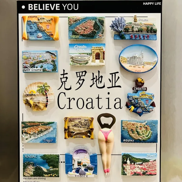 Wholesale Price Personalized Tourism Keepsake European Europe EU Croatia Hvar Island Dubrovnik Split Custom Souvenir 3D Fridge Magnet Factory