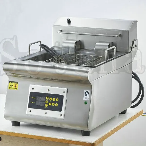 Double-cylinder Electric Frying Oven With Oil Drain Valve and Computer Control