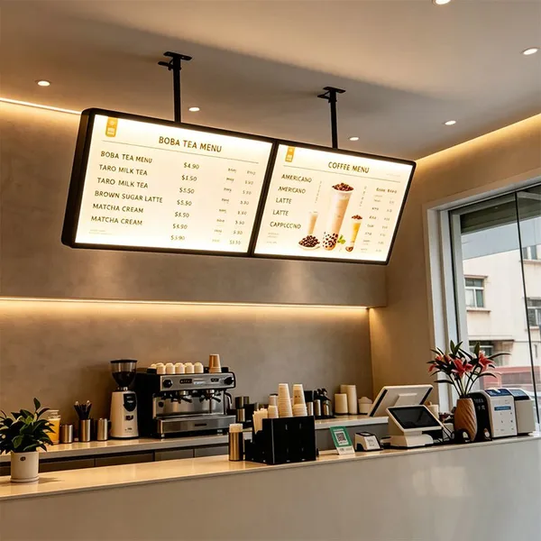 Hanging LED Menu Light Box Adjustable Ceiling‑Suspended Restaurant Menu Sign photo-3