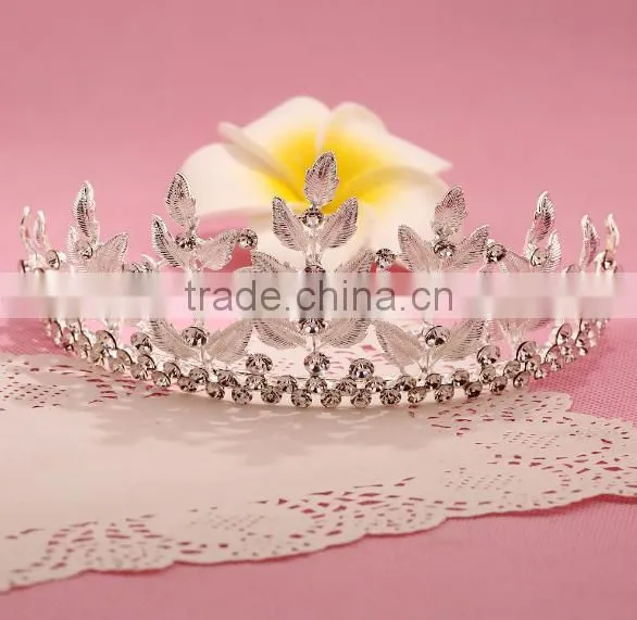 New Design Wholesale Leaf Bridal Crystal Rhinestone Crown photo-5