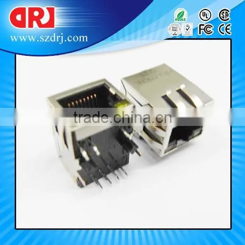 Female Right Angle RJ45 Modular Jack With Transformer