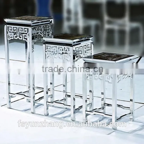 Square Marble Top Stainless Steel Flower Stand&coffee Table for Clubs