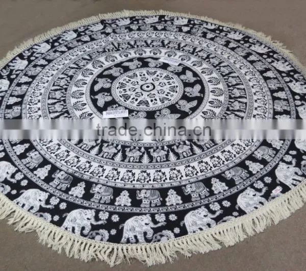 Ombre Mandala Round Beach Towel With Terry photo-3