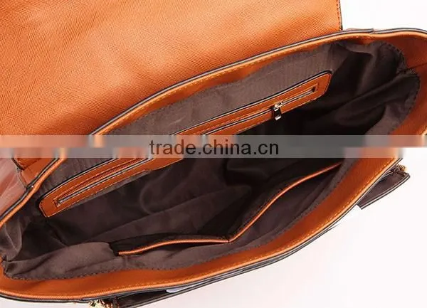 M22 European High Quality Coffee Color Teens PU School Satchel Bag With Cotton Webbing Straps photo-6