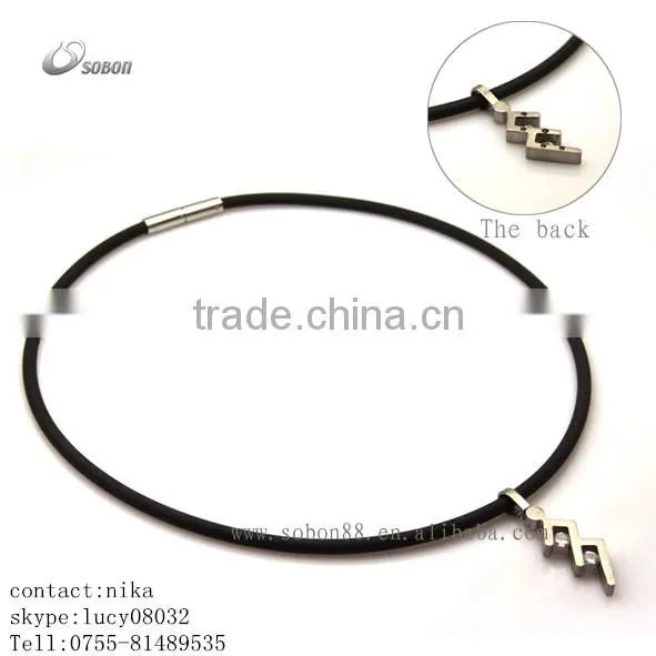 Fashion Jewelry Titanium Pendant Health Care Titanium Negative Ion Sport Silicone Necklace photo-2