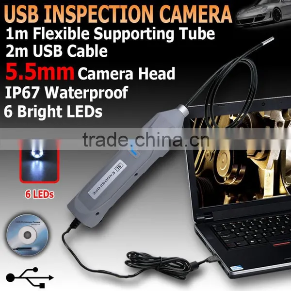 Mini USB 1M Tube 5.5mm Slim Borescope 6 LED Snake Endoscope Inspection Camera photo-2
