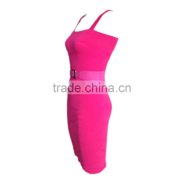 Slim Sexy Nude Fitness Women Dresses With Belt photo-2