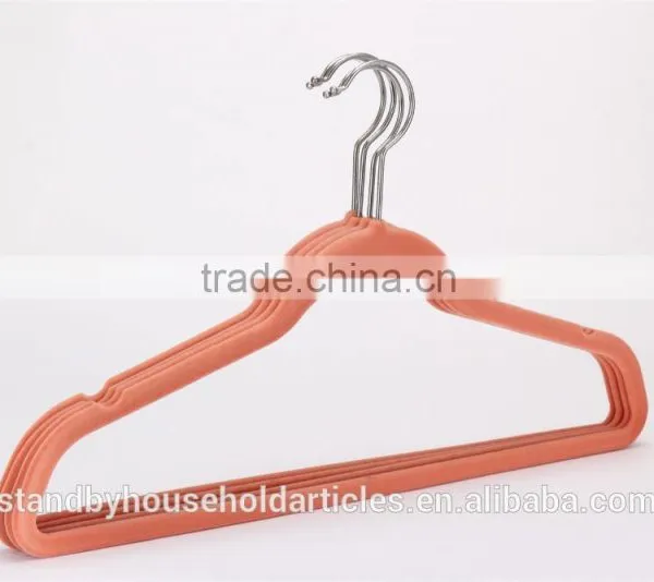 Standby Indoors Use Flocked Coat Hanger With a Notch photo-3