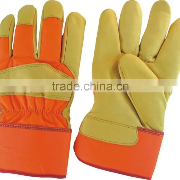 Double Palm Grey Cowhide Split Leather Working Gloves photo-5
