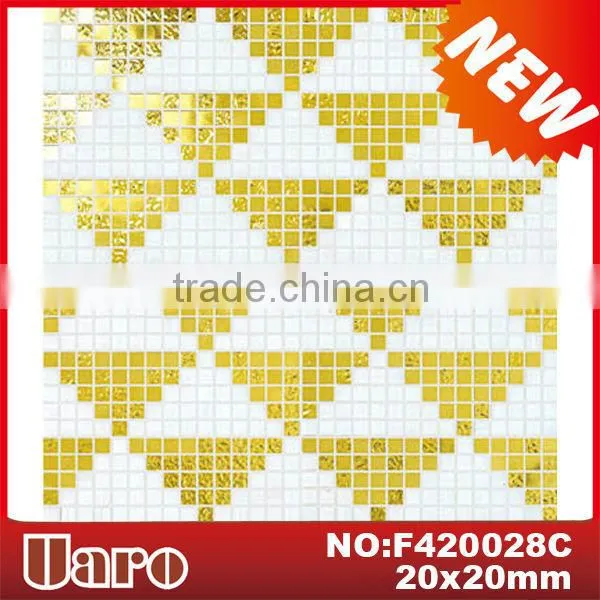 Golden Triangle Design Glass Mosaic Floor Tile Pattern
