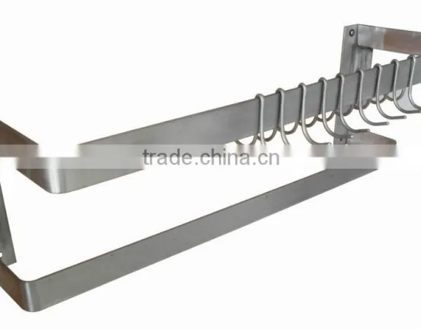 NSF Approval Stainless Steel Double Bar Pot Rack With Hooks photo-2