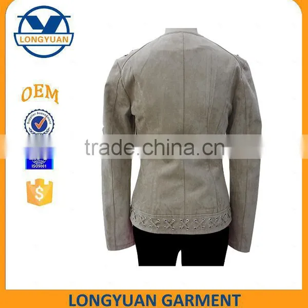 European Style Fashion Material Hot Sale Breathable Suede Leather pu Leather Jacket for Woman 2016 photo-2