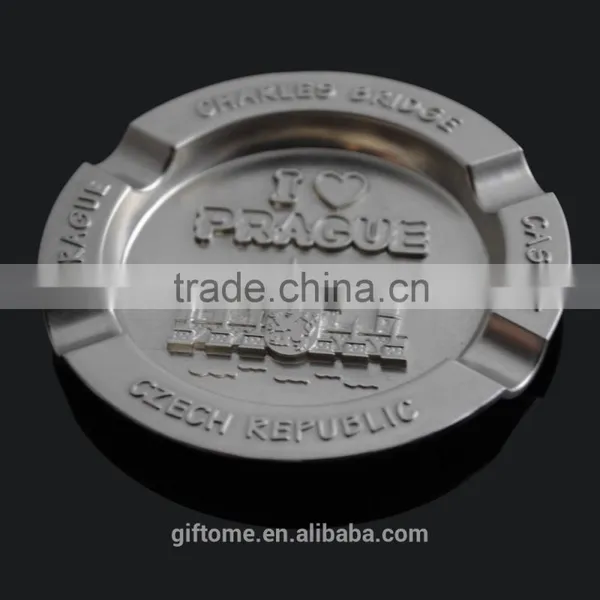 Custom Antique Metal Ashtray for Prague Souvenir
