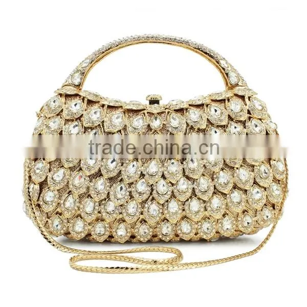 Hard Top Handle Gold Rhinestone Evening Clutch Bags Crystal Evening Purse Stone Party Handbag Purse (8760A-GS) photo-2