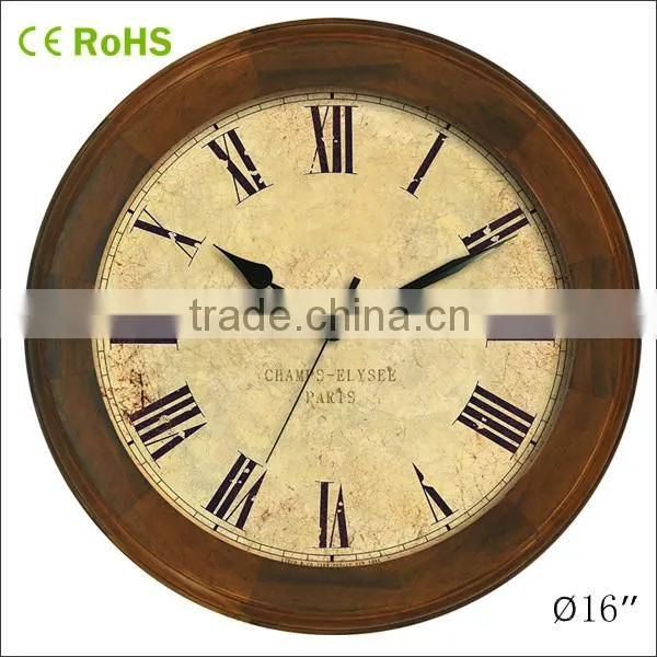 2015 Wooden Analog Wall Clock With Silent Sweep Movement