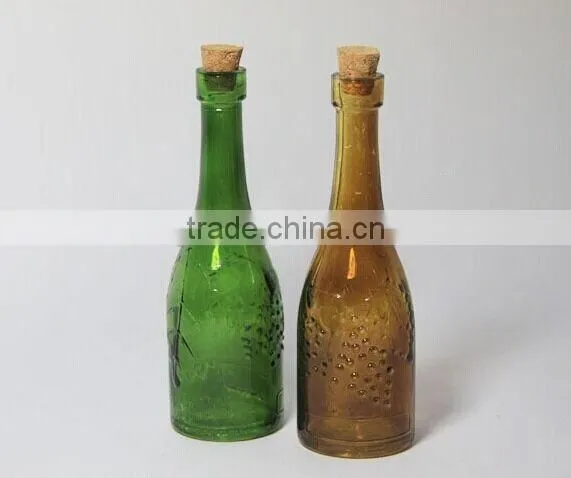 Painted Glass Floating Bottle With Cork for Wishing Small Table Glass Flower Vase photo-2