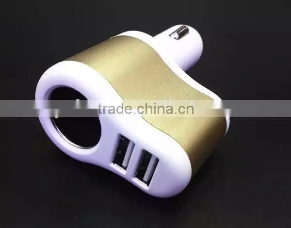 Hot Selling Universal Usb Car Charger, 3 in 1 Cigarette Car Charger for IPhone/samsung photo-2