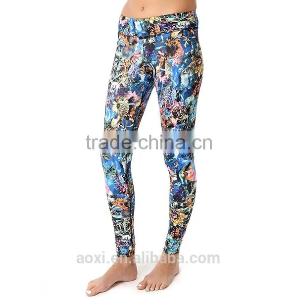 OEM Supplier Custom Design Fashion Print Mid Waist Unique Tight Woman Yoga Pants photo-3