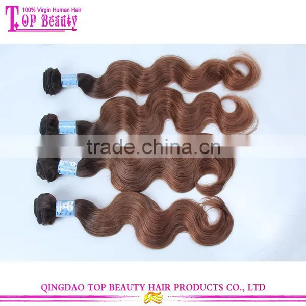 Qingdao Hot Sale Two Tone Color Remy Human Hair Mink Peruvian Hair Body Wave Hair Weave photo-3