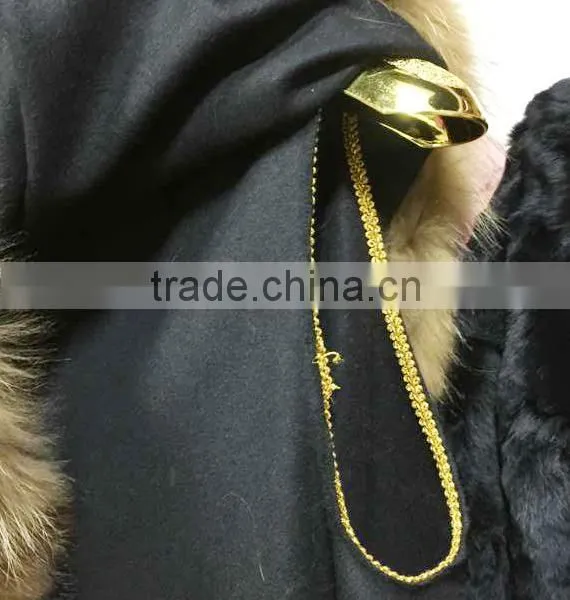 Luxury Design Lady's Cashmere and Raccoon Fur Trim Cape photo-3
