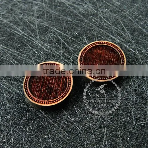 16mm Setting Size Vintage Style Natual Log Wood Bezel Round Pendant Setting DIY Findings Supplies 1411144 photo-2