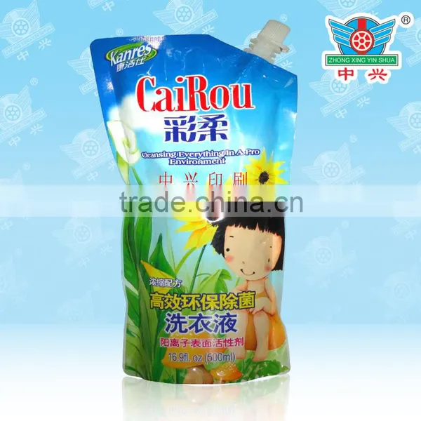 Shock Resistant Dishwashing Liquid Packaging,stand up Pouch With Spout,flexible Plastic Packaging photo-3