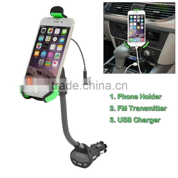 3in1 Universal Car Mount Holder With USB Charging Port And FM Transmitter For Smart Phones photo-2