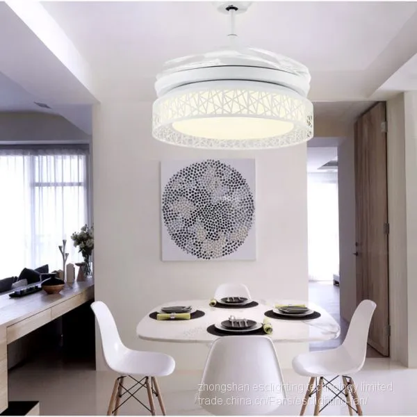 2017 New Style Bird's Style Warm White Light Invisible Ceiling Fan With Light Home Used photo-3