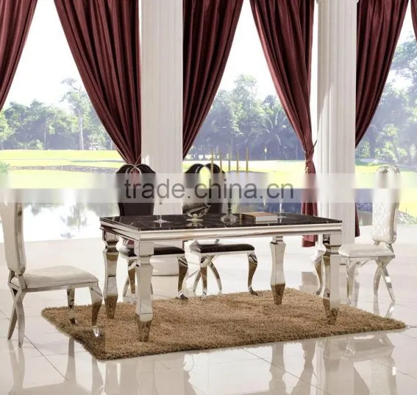 TH376 Modern Steel Frame Marble Dining Table photo-3