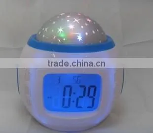 Music and Starry Sky Calendar/LED Light Clock/time Date Week and Thermometer Table Alarm photo-5
