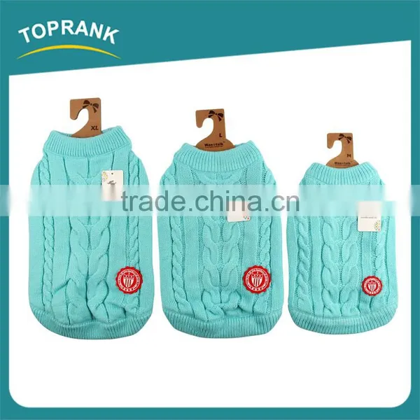 Winter Warm Blank Pattern Hand Knitted Blue Dog Sweater Clothes photo-2