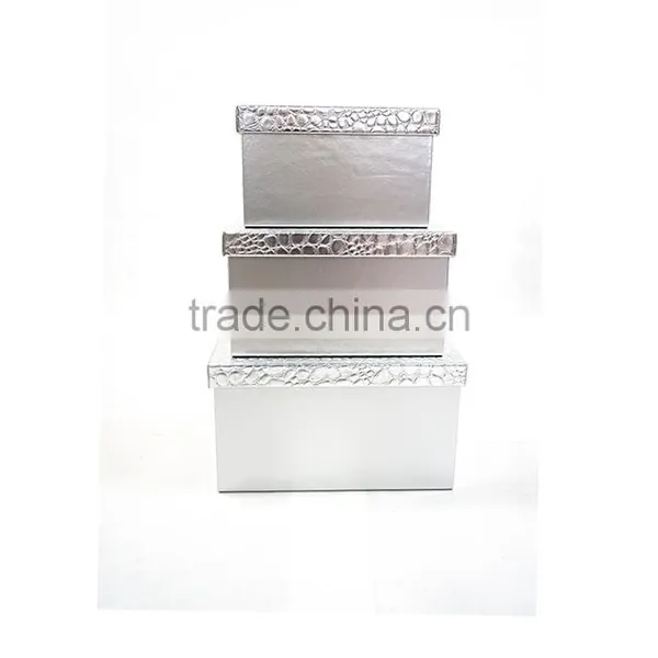 Household Set Of 3 Rectangular Faux Leahter Storage Box With Lid photo-3