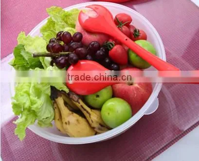 BFA Free Big Salad Bowl Set With Lid/plastic Big Salad Bowl Set With Fork photo-2