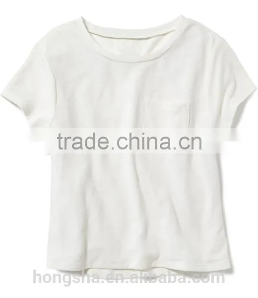 Child Girls Linen Blend Basic Tee HST8063 photo-2