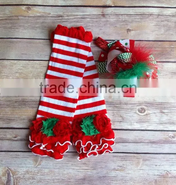 Baby Ruffle Flower Legging Warmers Christmas Stripe Baby Kids Leg Warmer photo-4