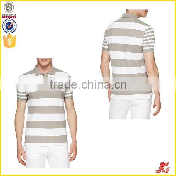 Latest Good Cheap Price 200 Grams Urban 100% Cotton Oem Stripes Print Style Customized Embroidered Logo Polo Shirts for Mens photo-4