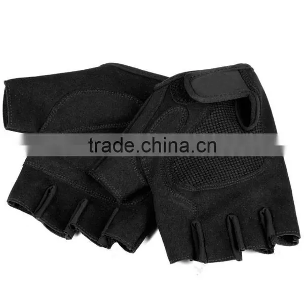 Black Mesh Finger Less Gloves With Padded Palm Goat Leather ,Cycling Gloves,Motorcycle Gloves photo-2