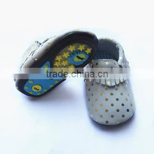 Pink Leaves Rubber Sole Baby Shoes Genuine Leather High Quality Kids Shoes photo-2