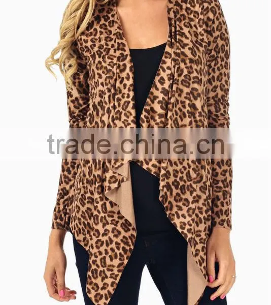 MOCHA BLACK ANIMAL PRINT SUEDE MATERNITY CARDIGAN WHOLESALE MATERNITY CLOTHES CHINA