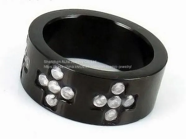 Black Stainless Steel Diamond Rings 8mm For Anniversary photo-4