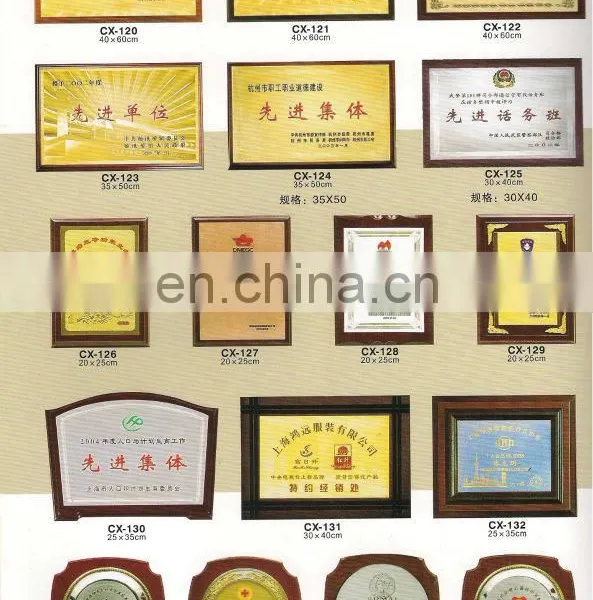 Custom various wooden with Metal certificate plate
