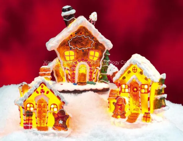 X'mas House With 10 Light Set Customized European-style Creative Christmas Decoration House LED Night Light Simulation Cookie House Resin Crafts Decoration photo-2