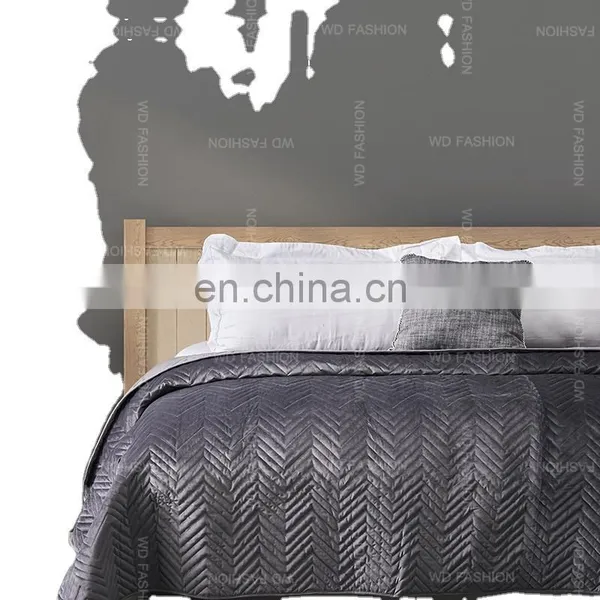 Hotel Bedding King Luxury Coverlet Comforter Set Yarn Dyed Grey Euro Sham Velvet Bedding photo-3