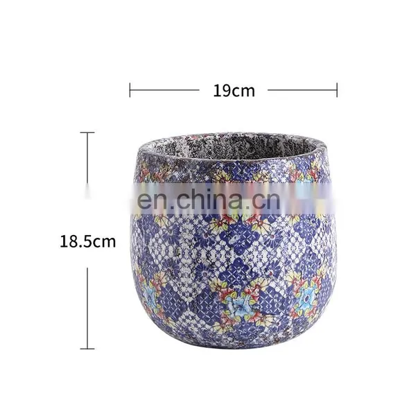 Wholesale Exquisite Vintage Design Flower Pattern Purple Ceramic Flower Plant Pots for Livingroom Veranda photo-5