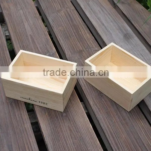 Silk Printing Logo Natural Color Solid Pine Wood Boxes photo-3