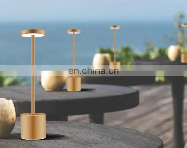 Customed Wholesale Mental Indoor LED Table Bar Lamp Decorative Cordless Usb Rechargeable Restaurant Hotel Dinner Lamp photo-7